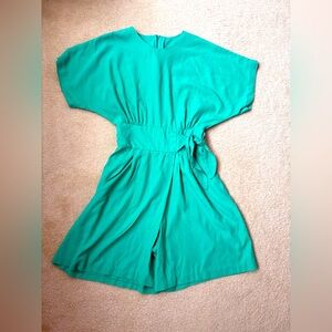 Vintage 80s Hearts fashion green romper, sz 9/10 juniors (sz 2/4 women’s) summer